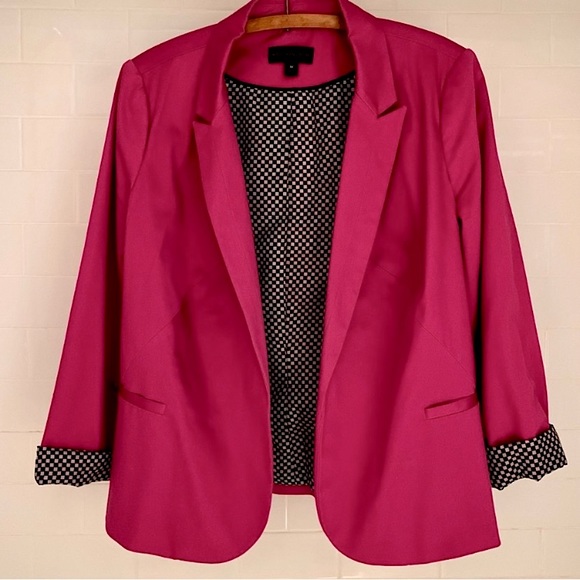 Worthington Hot pink with Black and White Checkered Lining Blazer Size 1X - Picture 1 of 8